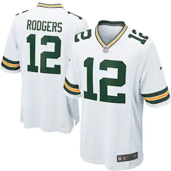 youth green bay packers aaron rodgers nike white game jerse